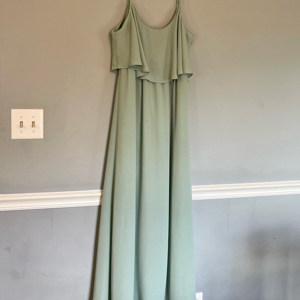 Show Me Your Mumu Caitlin Ruffle Maxi Dress Dusty Mint XL